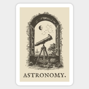 Vintage Astronomy Telescope and Stars Illustration Sticker